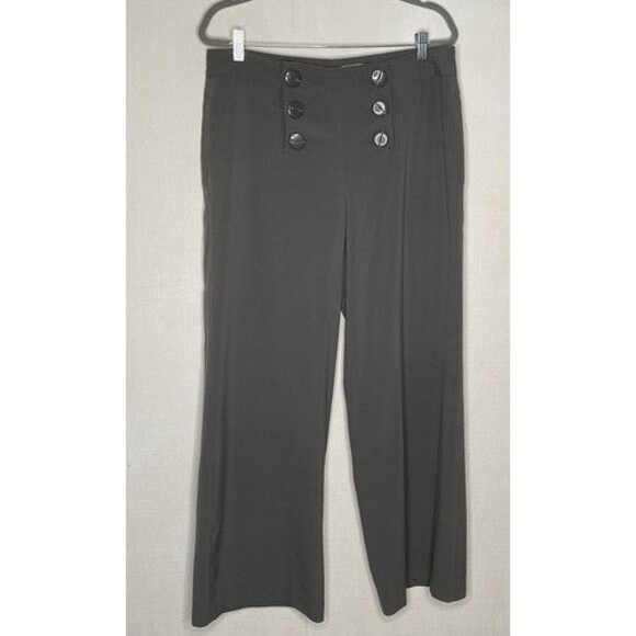 Larry Levine Stretch Wide Leg Trousers Career Work Pants Women Size 14 Gray - Picture 1 of 9